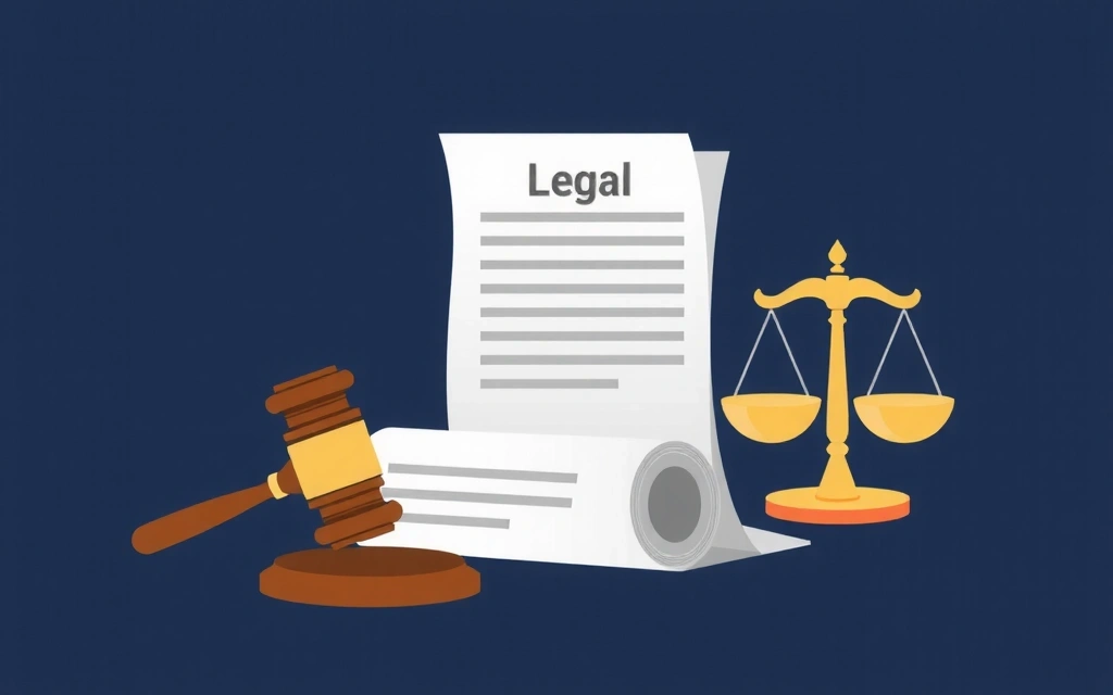 Ilustrace právních dokumentů a váhy spravedlnosti